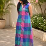 Vibrant Checkered Button-Front A-line Top