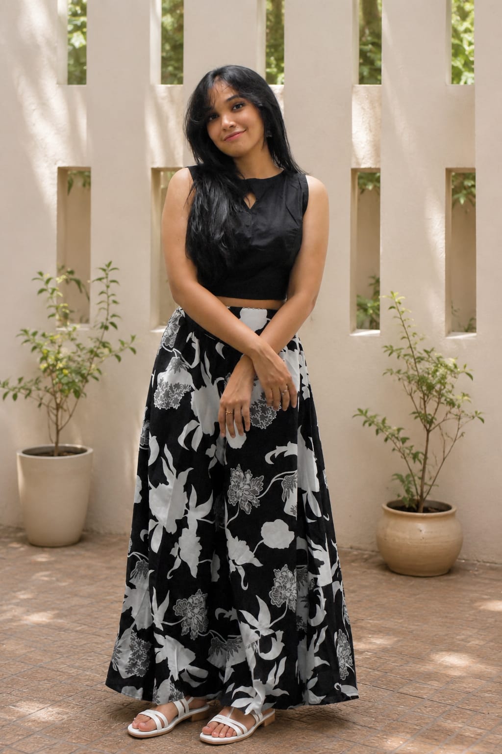 Co-ord Set-Palazzo Skirt and Crop Top