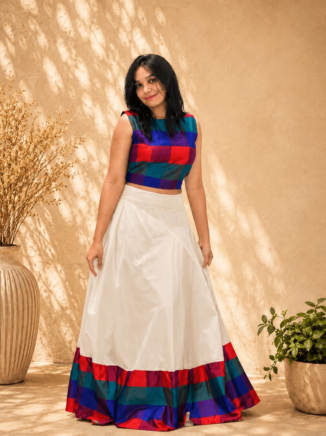 Ivory Grace Umbrella Skirt and Crop Top Set