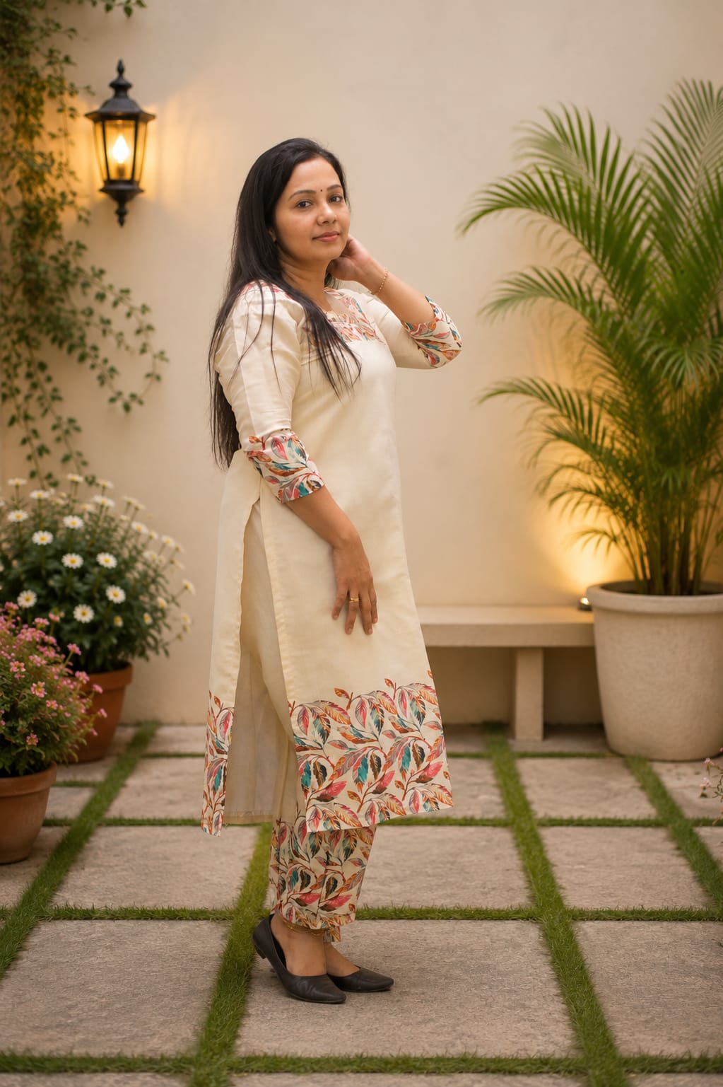 Ivory Meadow printed Kurta Set