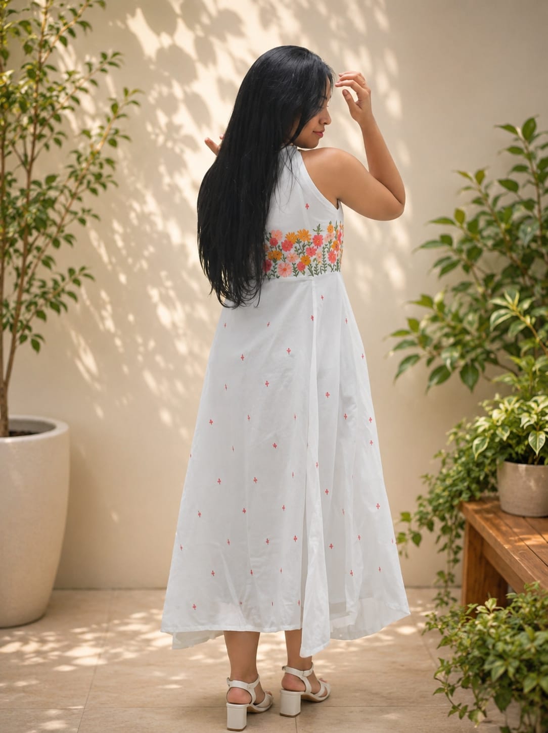 Ivory Bloom Floral Halter neck  Dress