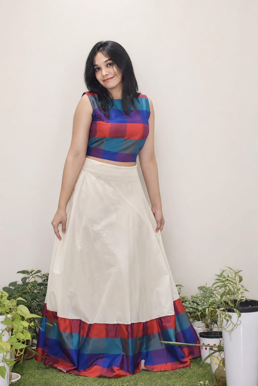 Ivory Grace Umbrella Skirt and Crop Top Set