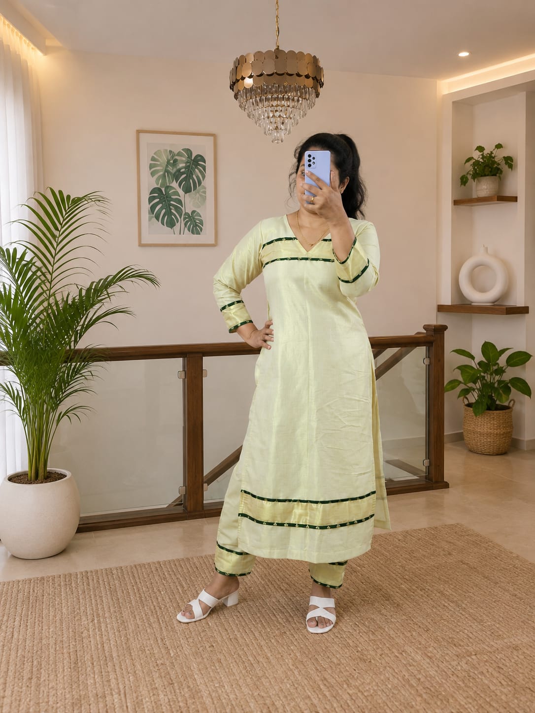 Mint Elegance Kurti Set