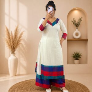 Madras Check Bordered Kurti @ Palazzo Set