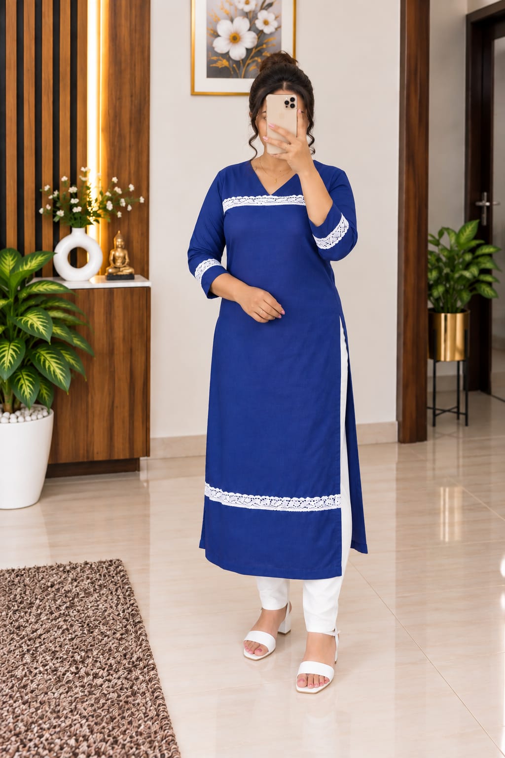 A Flattering V-neckline Straight Kurti